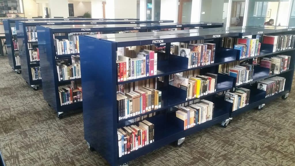 BCI Mobile Steel Library Shelving by BCI Used at the Bay College